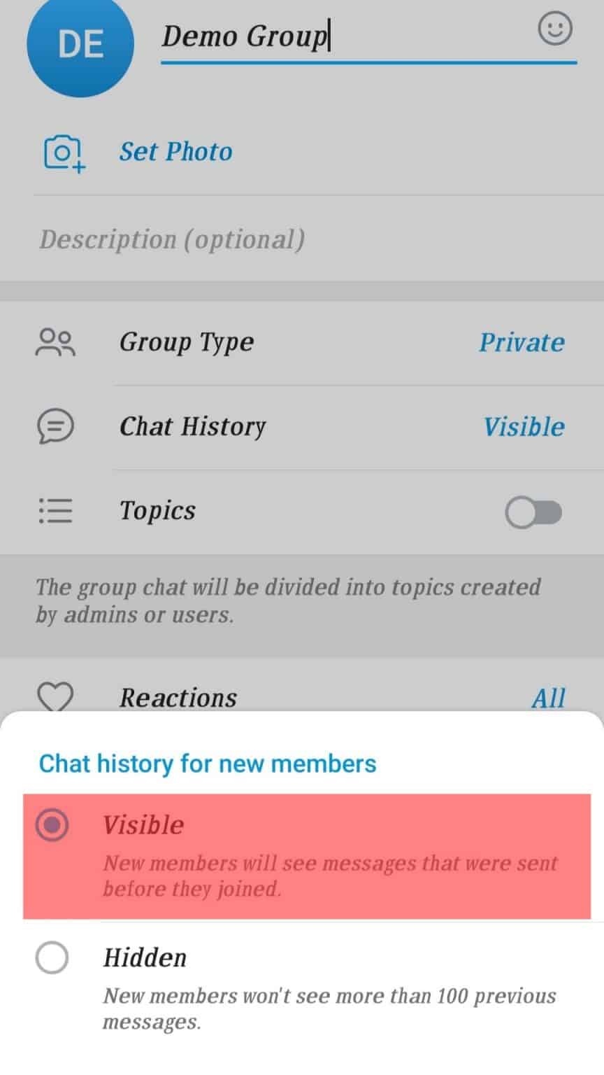 telegram channel chat history