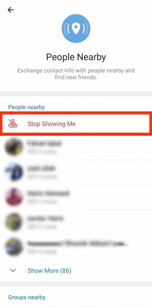 how to see telegram users close by