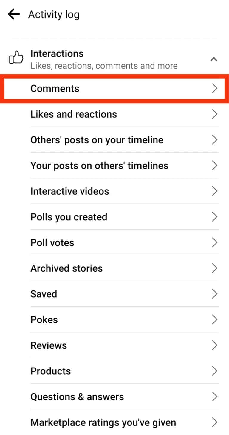 how can i see comments i made on facebook