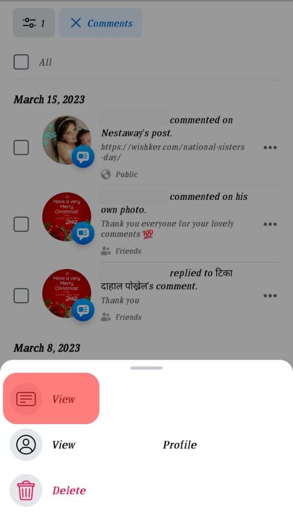 how to view your comments on facebook
