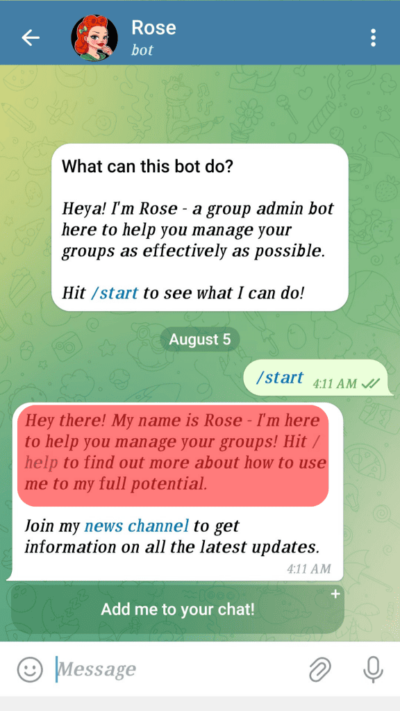 Telegram Rose Bot