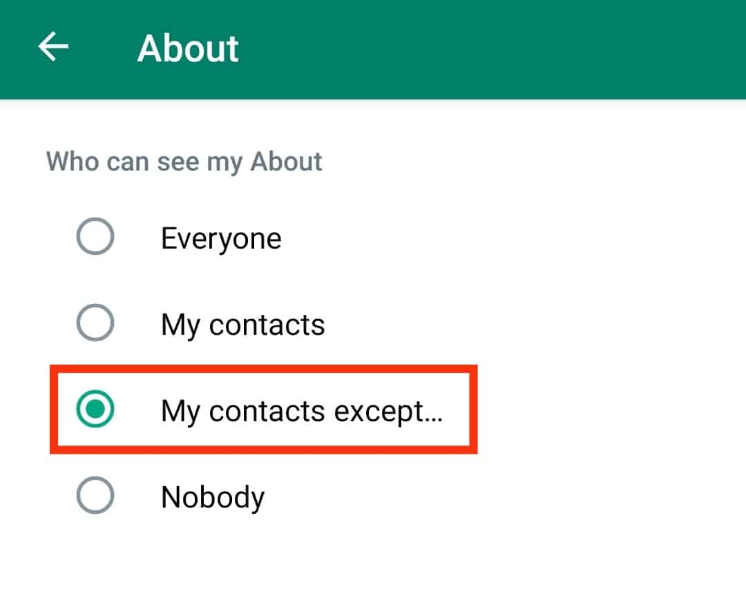 how to hide my whatsapp number from some contacts